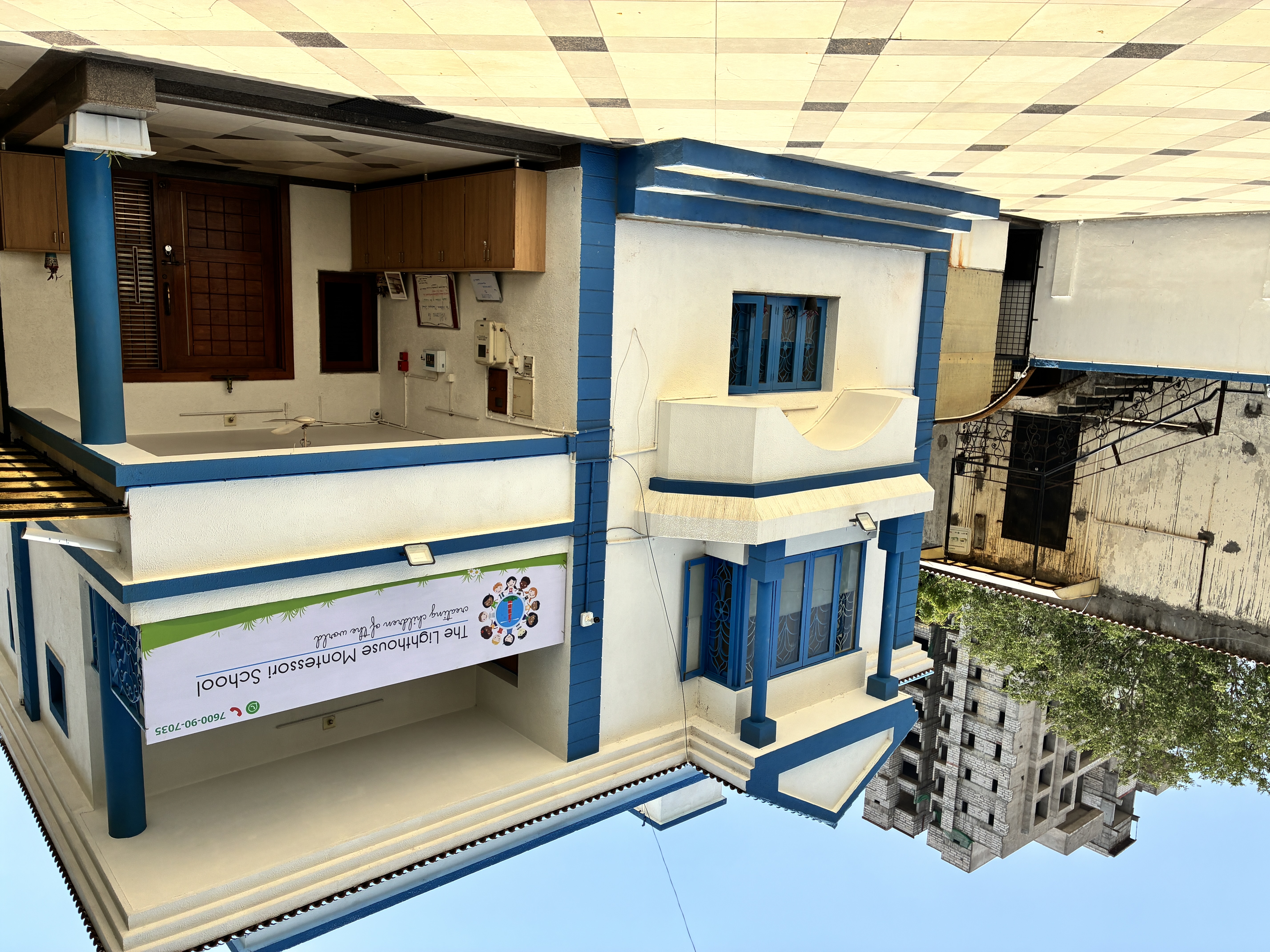 Main Front Elevation View of Campus Courtyard